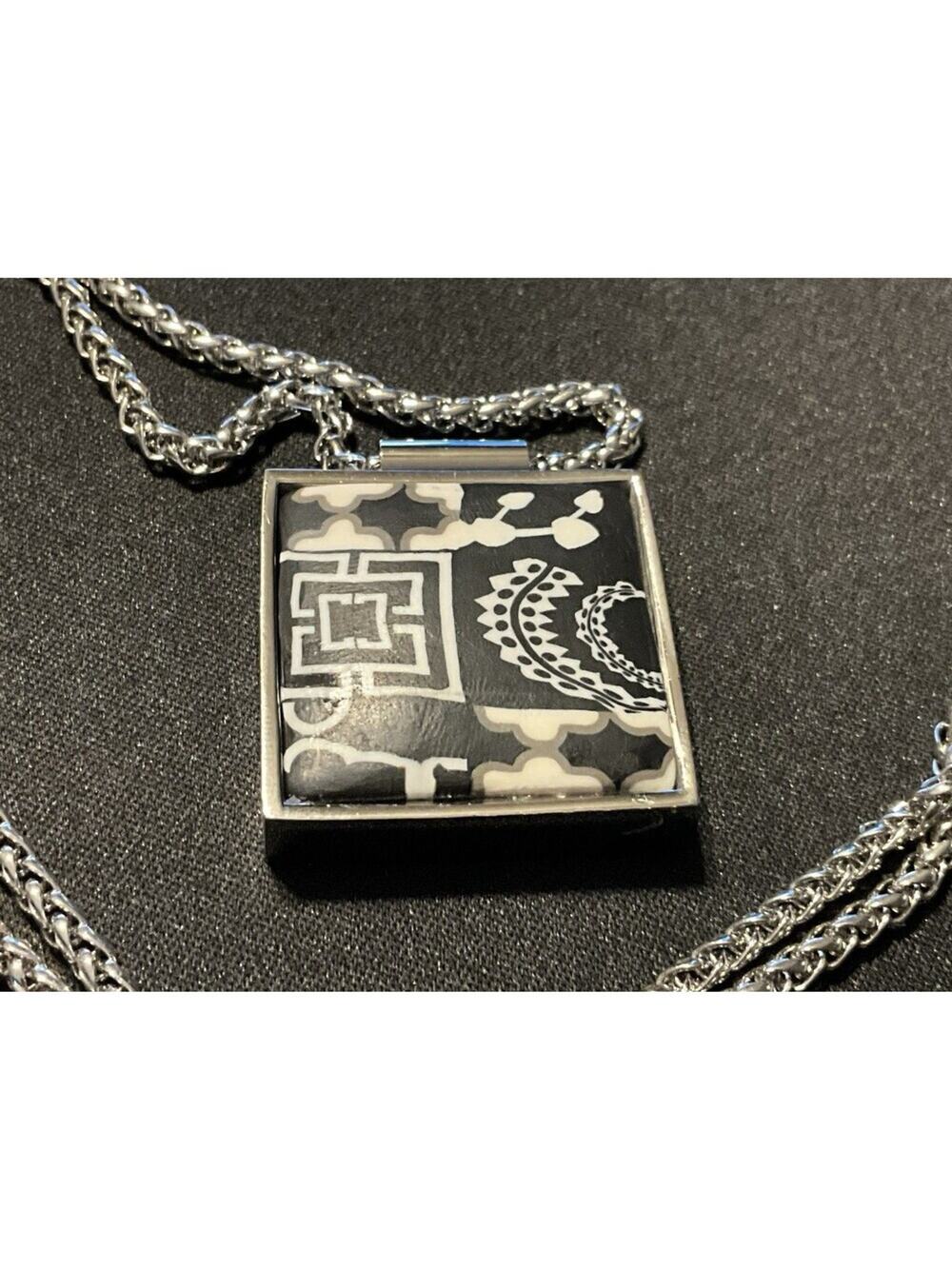 Jilzara Premium Clay Beads 30in Silver Plated Chain Necklace
